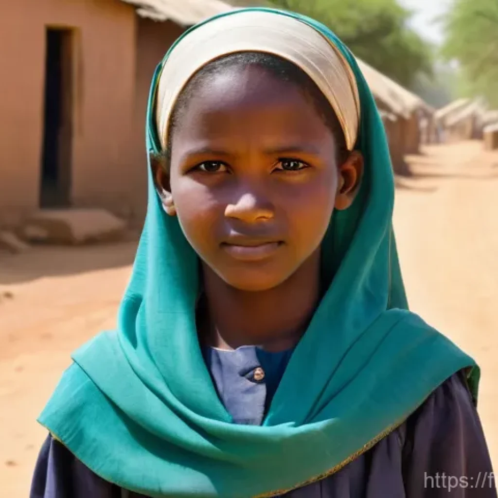 차드의 여성 인권과 사회적 역할 - **Prompt: "A resilient young Chadian girl, approximately 10-12 years old, stands proudly in a rural ...