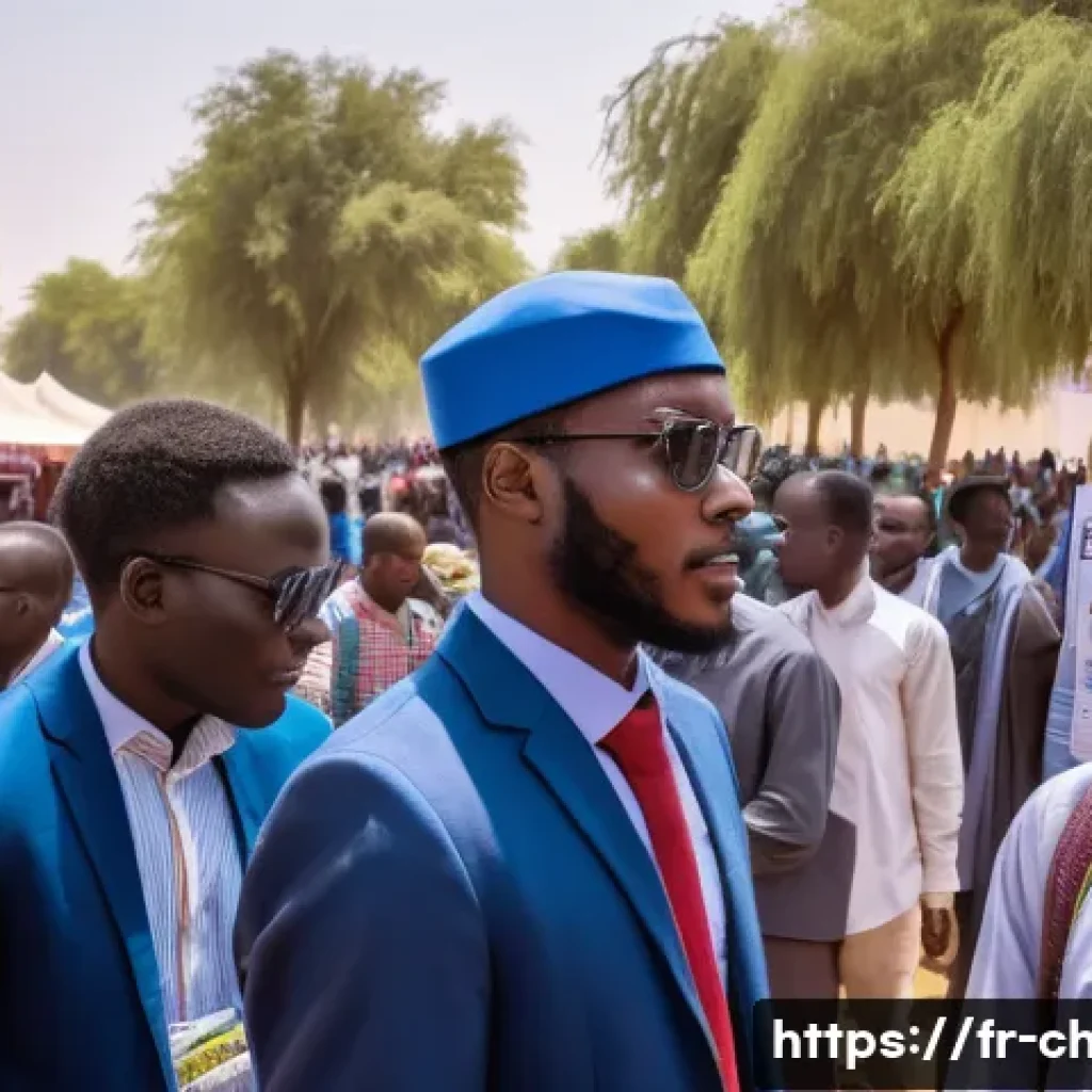 차드에서 일자리 찾는 방법 - A vibrant urban job fair scene in N&rsquo;Djamena, Chad, featuring diverse young professionals and recent ...